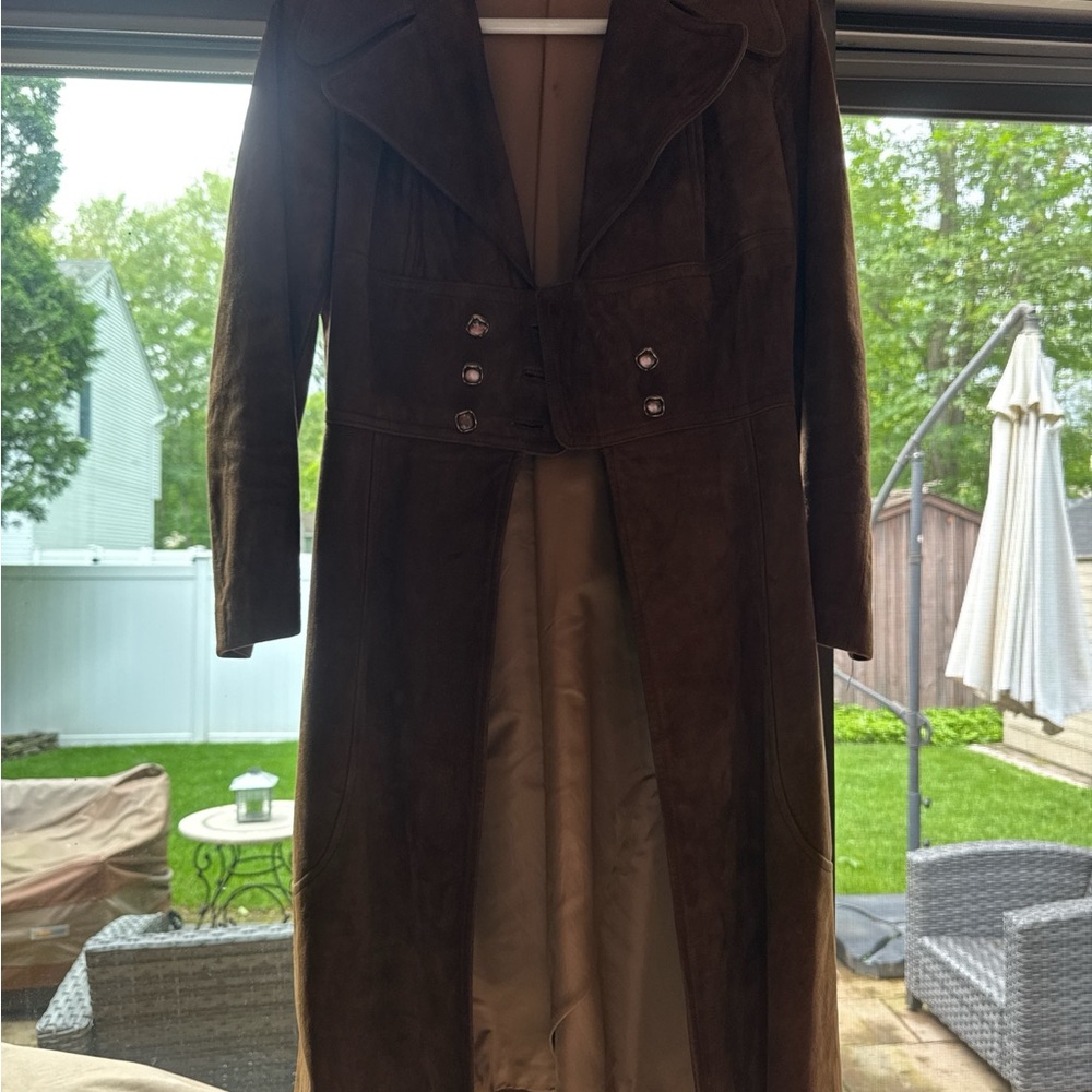 Brown Suede Long Coat From Spain